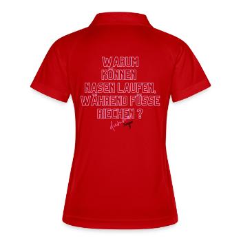 Warum Nasen Laufen, Füße Riechen - Frauen Polo atmungsaktiv - Rot/Weiß - Hinten