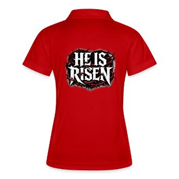he is risen streetwear vintage - Frauen Polo atmungsaktiv - Rot/Weiß - Hinten