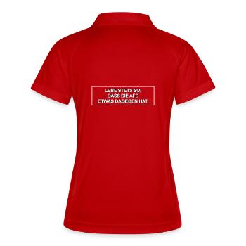 Lebe stets so, dass die AfD etwas dagegen hat. - Frauen Polo atmungsaktiv - Rot/Weiß - Hinten