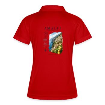 Amalfi Küsten - La Dolce Vita - Frauen Polo atmungsaktiv - Rot/Weiß - Hinten