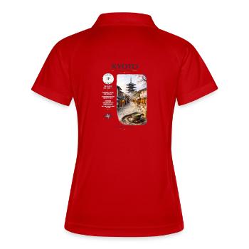 Kyoto Kirschblütenzauber - Frauen Polo atmungsaktiv - Rot/Weiß - Hinten