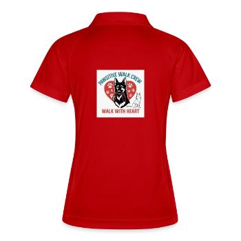 Pawsitive Walk Crew Coeur Pattes - Polo respirant Femme - rouge/blanc - Dos