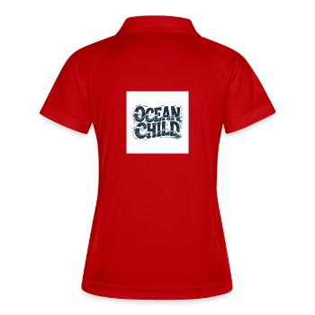 Ocean Child Wellenkunst - Frauen Polo atmungsaktiv - Rot/Weiß - Hinten