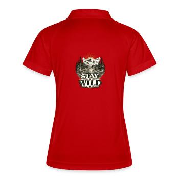 Stay Wild | Outdoor Nature Design - Frauen Polo atmungsaktiv - Rot/Weiß - Hinten