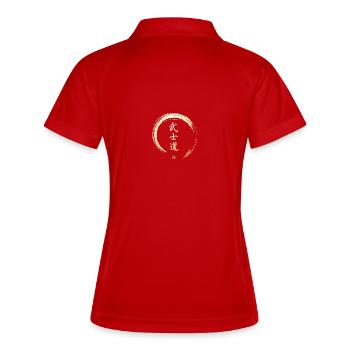 Bushido Enso Samurai-Zeichen - Frauen Polo atmungsaktiv - Rot/Weiß - Hinten