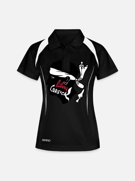 CORSE - CORSICA LIBRA - Polo respirant Femme - noir/blanc