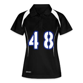 48 Zahl Symbol - Frauen Polo atmungsaktiv - Schwarz/Weiß - Vorne