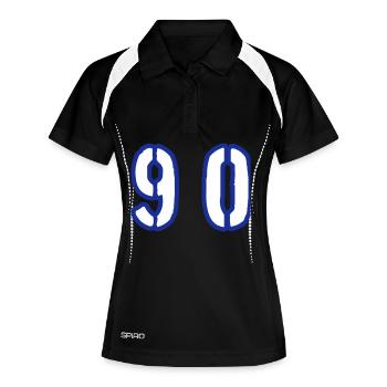 90 Zahl Symbol - Frauen Polo atmungsaktiv - Schwarz/Weiß - Vorne