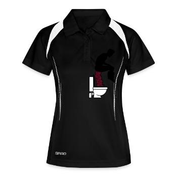 klo toilette riesig groß scheißen WC lustig braune - Frauen Polo atmungsaktiv - Schwarz/Weiß - Vorne