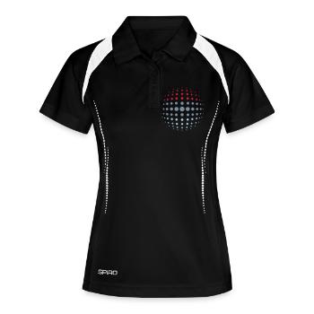 geo_dotsphere_luxembourg_3c01 - Frauen Polo atmungsaktiv - Schwarz/Weiß - Vorne