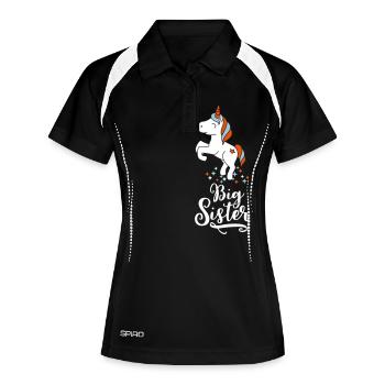 Big Unicorn Sister -Große Einhorn Schwester-Sterne - Women's Polo breathable - black/white - Front
