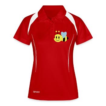 abeille - Polo respirant Femme - rouge/blanc - Devant