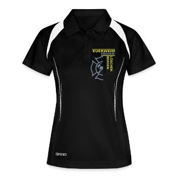 Feuerwehr 112 Retten Löschen Bergen Schützen - Frauen Polo atmungsaktiv - Schwarz/Weiß - Vorne