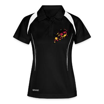 fußball design - Frauen Polo atmungsaktiv - Schwarz/Weiß - Vorne