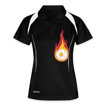 hot fire flames burn torch fried egg cook - Women's Polo breathable - black/white - Front