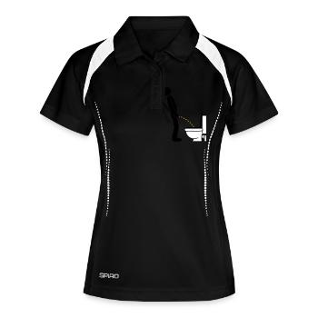 Logo de toilette debout pee piss toilette toilette toilette aulne - Polo respirant Femme - noir/blanc - Devant