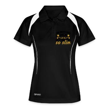 Dick Übergewicht lustig Spruch - Frauen Polo atmungsaktiv - Schwarz/Weiß - Vorne