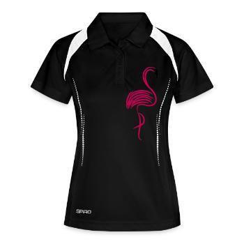Flamingo Geschenk - Frauen Polo atmungsaktiv - Schwarz/Weiß - Vorne