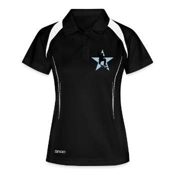 skater_star_c_2c - Frauen Polo atmungsaktiv - Schwarz/Weiß - Vorne