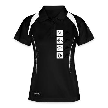 Läufer T-Shirt - Frauen Polo atmungsaktiv - Schwarz/Weiß - Vorne