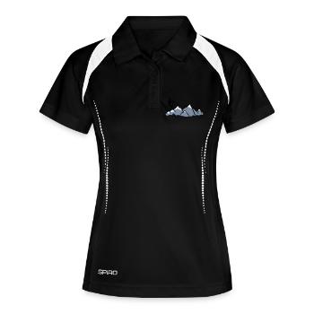 mountains mountain tour mountain bike huegel bike rider - Women's Polo breathable - black/white - Front