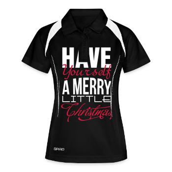 Have yourself a merry little christmas - Frauen Polo atmungsaktiv - Schwarz/Weiß - Vorne