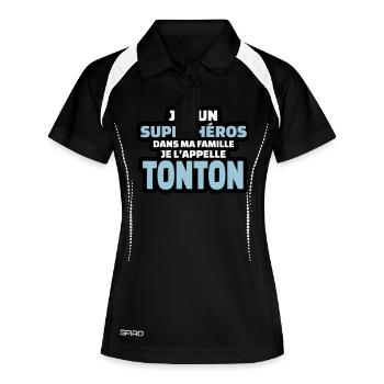 j'ai un super héros dans ma famille tonton - Polo respirant Femme - noir/blanc - Devant