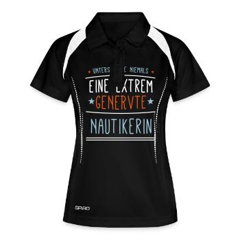 Nautikerin Beruf - Geschenk - Frauen Polo atmungsaktiv - Schwarz/Weiß - Vorne
