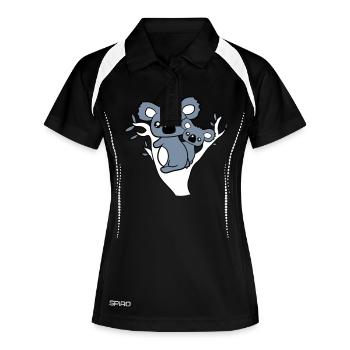 süßer kleiner niedlicher koala mama papa kind baby - Frauen Polo atmungsaktiv - Schwarz/Weiß - Vorne
