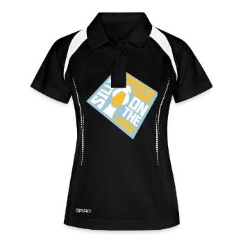 goose on the loose - Frauen Polo atmungsaktiv - Schwarz/Weiß - Vorne