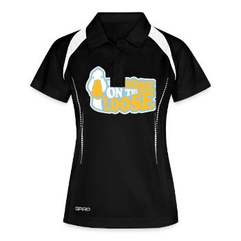 goose on the loose - Frauen Polo atmungsaktiv - Schwarz/Weiß - Vorne