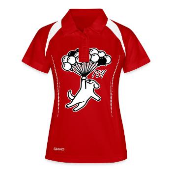 Chien s’envolant avec des ballons - Fly Design - Polo respirant Femme - rouge/blanc - Devant