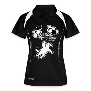 Dog flying away with balloons - Fly Design - Women's Polo breathable - black/white - Front