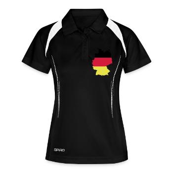 Deutschland - Frauen Polo atmungsaktiv - Schwarz/Weiß - Vorne