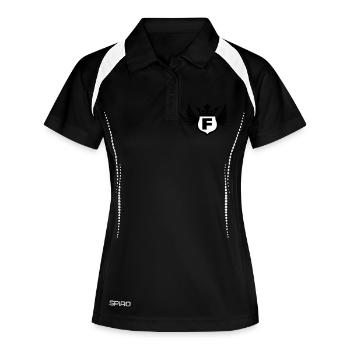 schild_f_f2 - Frauen Polo atmungsaktiv - Schwarz/Weiß - Vorne