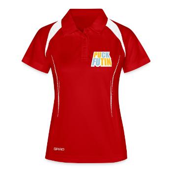 puck futin logo design - Women's Polo breathable - red/white - Front