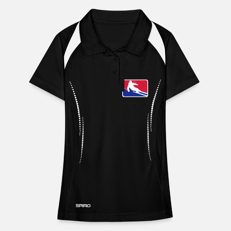 blue red button frame shield ski drive down Women's Polo breathable