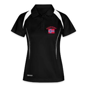 Norwegen, Norway, Fahne, Flagge - Frauen Polo atmungsaktiv - Schwarz/Weiß - Vorne