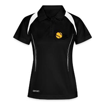 Tennis - Frauen Polo atmungsaktiv - Schwarz/Weiß - Vorne
