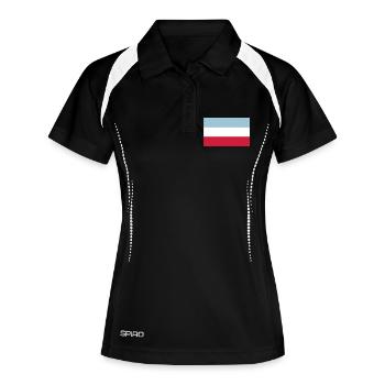 Schleswig-Holstein Fahne - Frauen Polo atmungsaktiv - Schwarz/Weiß - Vorne