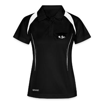 Doktorhut - Bachelor - Frauen Polo atmungsaktiv - Schwarz/Weiß - Vorne
