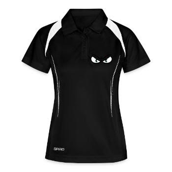 Augen böse gefährlich - Frauen Polo atmungsaktiv - Schwarz/Weiß - Vorne