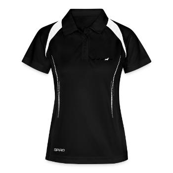 Dackel - Frauen Polo atmungsaktiv - Schwarz/Weiß - Vorne
