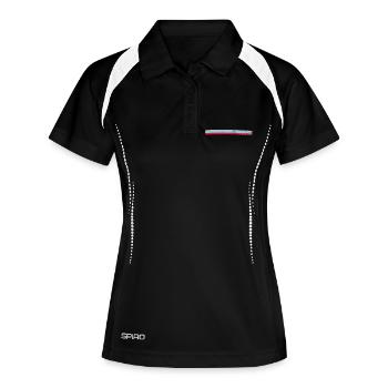 Unterstrich Flag France - Frauen Polo atmungsaktiv - Schwarz/Weiß - Vorne
