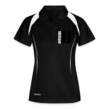 DJ - Frauen Polo atmungsaktiv - Schwarz/Weiß - Vorne