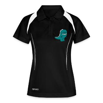 Süßer niedlicher kleiner T-Rex Kind - Frauen Polo atmungsaktiv - Schwarz/Weiß - Vorne