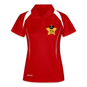 Police / Policier / Flic / Sécurité - Polo respirant Femme - rouge/blanc - Devant