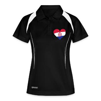 Herz Kroatien - Frauen Polo atmungsaktiv - Schwarz/Weiß - Vorne