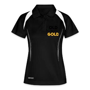 old but gold - Frauen Polo atmungsaktiv - Schwarz/Weiß - Vorne