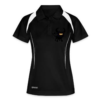 vl087b_stier_2c - Frauen Polo atmungsaktiv - Schwarz/Weiß - Vorne